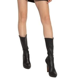 Alexander McQueen Platform Sock Boots Lambskin Leather Pumps Statement Edgy Sz 7